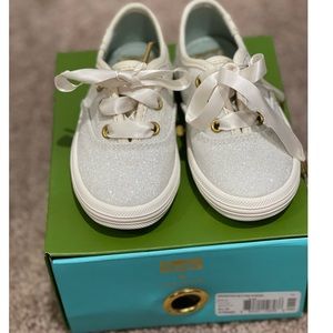 Little Kid's Keds x kate spade new york Champion Glitter Sneaker Cream Brand New